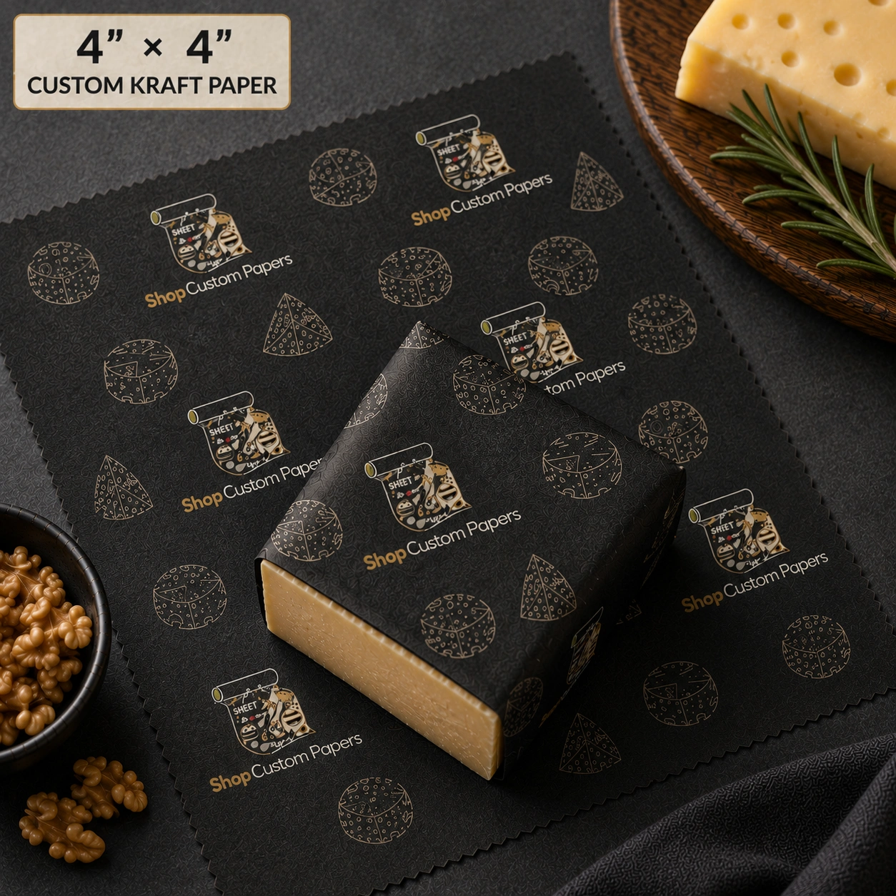 4″ × 4″ black Kraft Papers