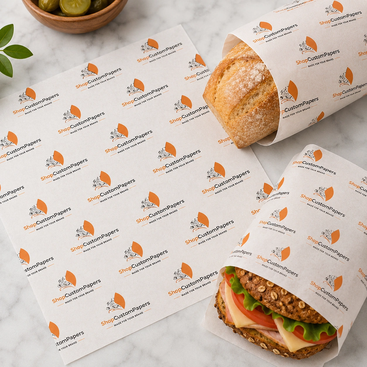 5″ × 5″ Custom Deli Paper with logo