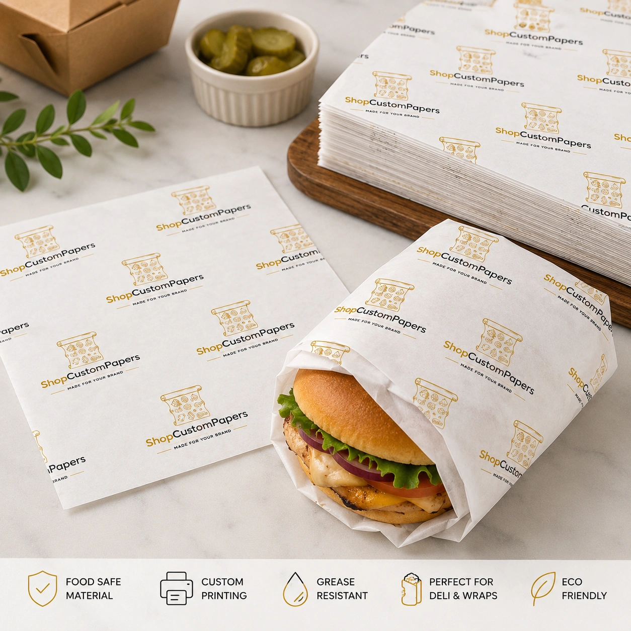 5″ × 5″ Custom Deli Paper