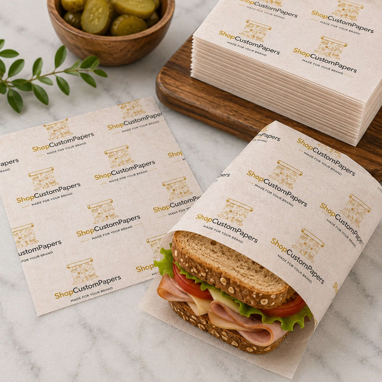 5″ × 5″ Custom Deli Papers
