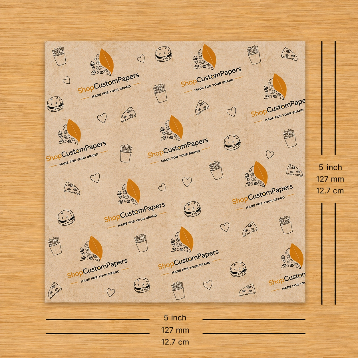 5″ × 5″ Custom printed Deli Paper with logo