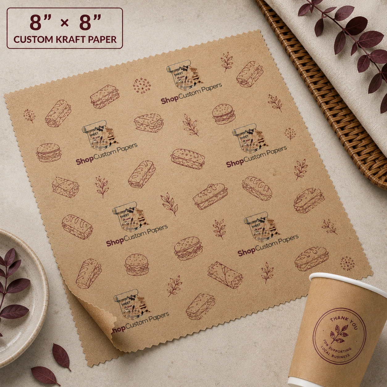 8″ × 8″ Custom Kraft Papers