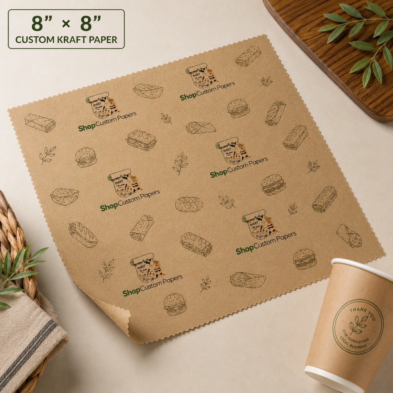 8″ × 8″ Custom printed Kraft Paper