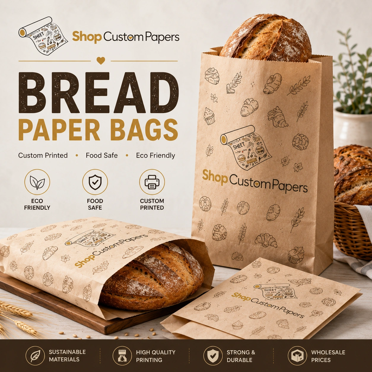 Custom Bread Paper Bag