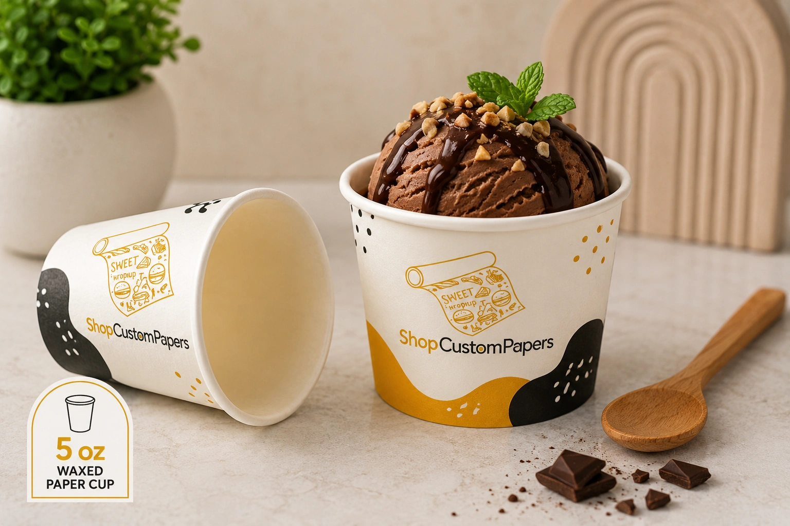 Custom 5 oz Waxed Paper Cups
