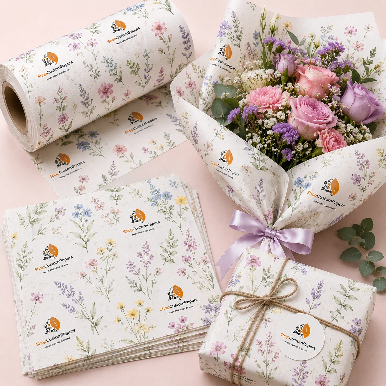 Custom Printed Floral Wrapping Paper