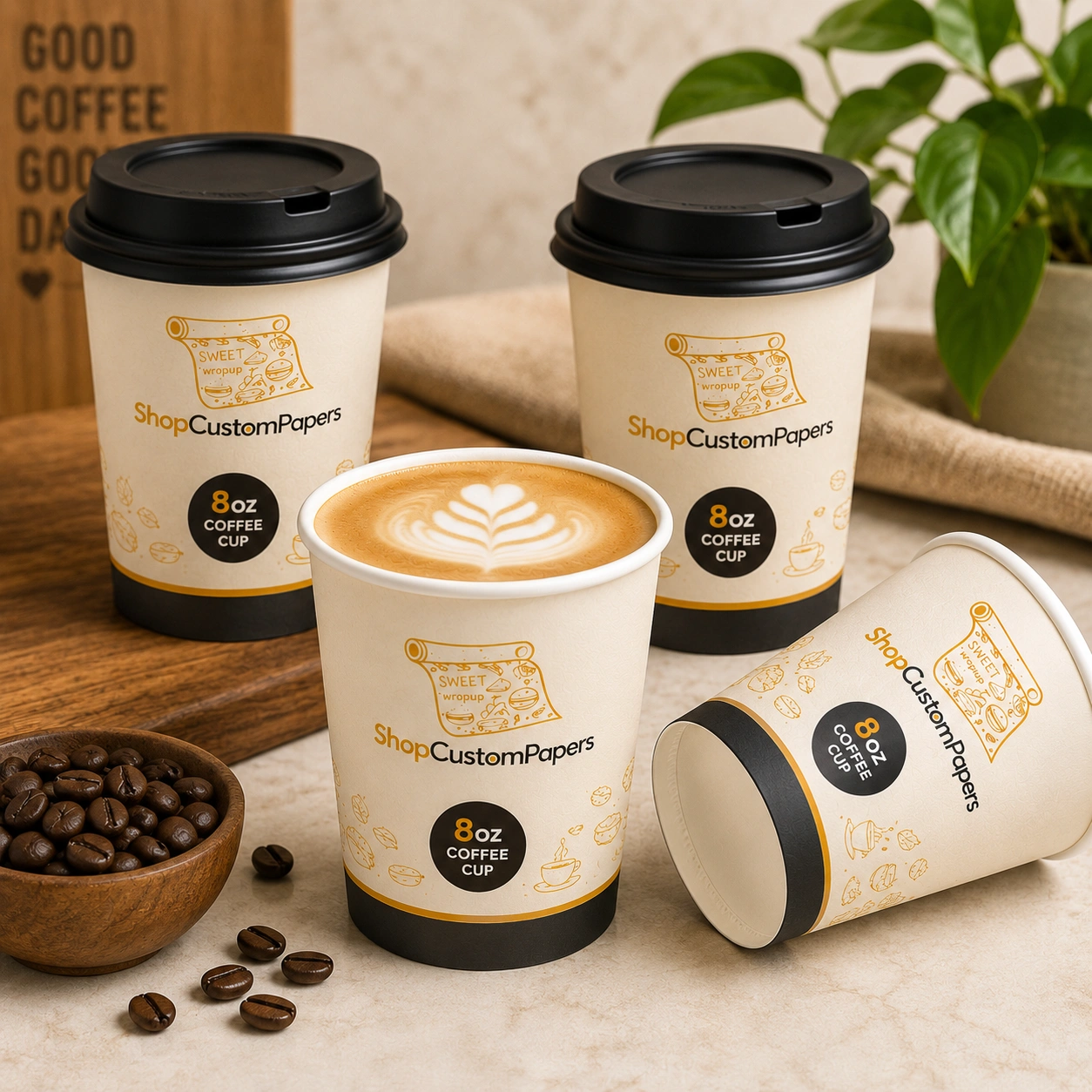 Custom printed 8 oz coffee cup